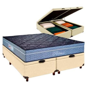 Imagem de Cama + Bau Blindado E Colchão Molas Ensacadas Queen - Petrus Paropas