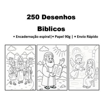 Imagem de Desenhos Bíblicos Para Colorir / 250 Desenhos / 15 x 21 cm - Loja Rapt