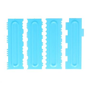 Imagem de Pilipane Raspador de bolo, gelo, creme, mais suave, raspador de bolo, para decoração de bolos, utensílios de cozimento, plástico de grau alimentício, azul, conjunto de 4 peças