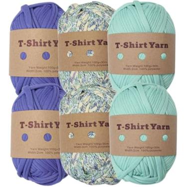 Imagem de 6 Pcs T-shirt Tecido Elástico Fio De Crochê Fio De Camiseta Grosso Para Diy Bolsa Cobertor Almofada Projetos De Crochê, Style A
