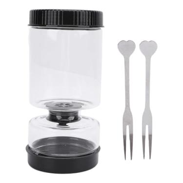 Imagem de Jarra de picles de vidro, jarra de ampulheta, recipiente de armazenamento selado para alimentos de cozinha para pepinos, azeitonas, endro com 2 garfos, vidro de alto borosilicato