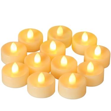 Imagem de CANDLE CHOICE Luzes de chá sem chamas operadas por bateria, velas de LED cintilantes para mesa de casamento, centros de mesa, Halloween, Ação de Graças, Natal, decoração, pilhas, incluindo luz âmbar