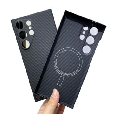 Imagem de Waillynice Capa de fibra de carbono original para Samsung Galaxy S24 Ultra Antiqueda com design de capa de fibra de aramida S24ultra (600D (Mag) fina, para S24 Ultra)