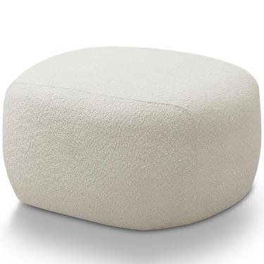Imagem de Puff Decorativo Orgânico Para Sala de Estar Living Barolo L06 Bouclê Branco - Lyam Decor