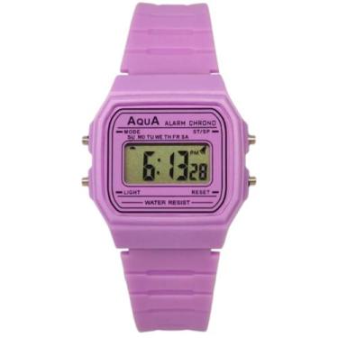 Imagem de Relógio Digital Unissex Retrô Aqua Colorido com Pulseira de Silicone, 