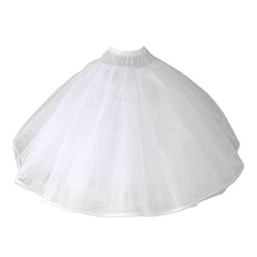 Imagem de YIFULIN Vestido feminino de tule com 8 camadas, anágua com anéis, branco