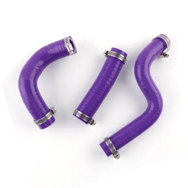 Imagem de XAJINGSU Kit de mangueira de refrigeração de radiador de silicone para KAWASAKI KX80 / 2001-2012 KX85 / 1998-2012 KX100 com braçadeiras, 3 peças, 11 cores (roxo)