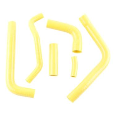 Imagem de XAJINGSU Kit de mangueiras de radiador de refrigeração de silicone 6 peças para Yamaha YZFR6 YZFR6 R6 R6N 3 camadas (4,5 mm) design reforçado à prova de vazamento 11 cores (amarelo brilhante)