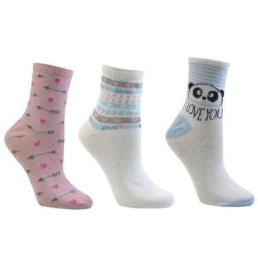 Imagem de Kit 3 Meias Feminina Soquete Algodão Antialergico Derby 7499, 34 A 39,