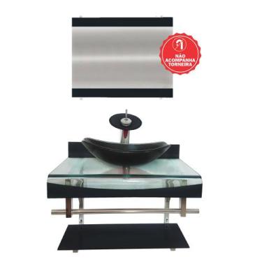 Imagem de Gabinete de Vidro 60cm para Banheiro Cuba Oval - Andorra - EKASA, Pret