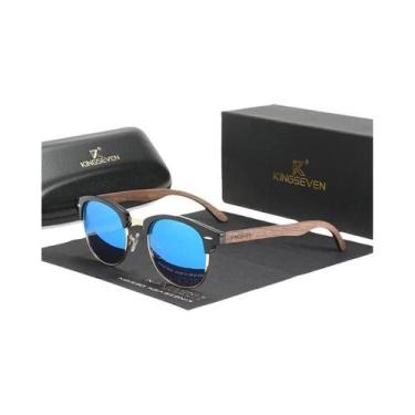 Imagem de Óculos de Sol Polarizados UV400 de Madeira - Estilo Retrô para Homens 