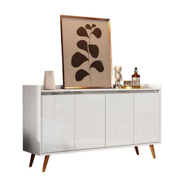 Imagem de Balcao Buffet Retrô Delta 4 Portas Branco Gloss - Moveisaqui