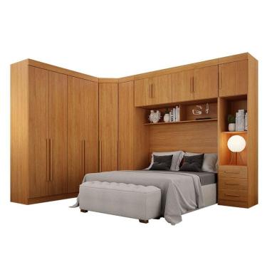 Imagem de Quarto De Casal Modulado 11 Portas Orion Cinamomo - Leifer Móveis