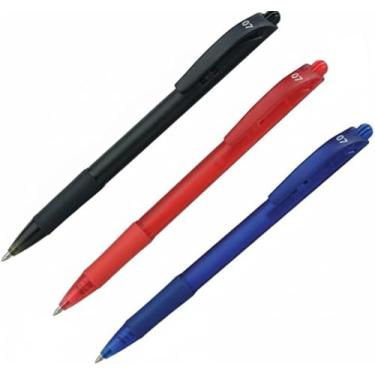 Imagem de Conjunto de Canetas Esferográficas Clássicas, 3 Cores (Preto, Vermelho, Azul), Ponta 0.7mm, Design Ergonômico, para Escrita Diária