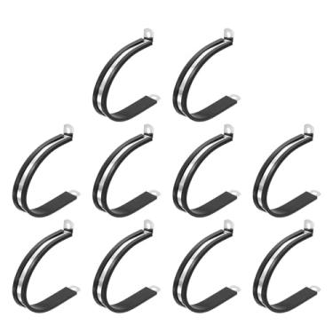 Imagem de HARFINGTON 10 braçadeiras de aço inoxidável de 60 mm (2-3/8 pol.) Braçadeiras de conduíte acolchoadas de borracha para instalação doméstica industrial automotiva fio de tubulação
