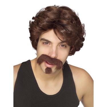 Imagem de Rubies Peruca masculina Big John, bigode e cavanhaque para festas temáticas e Halloween - como mostrado, tamanho único, Marrom, tamanho nico