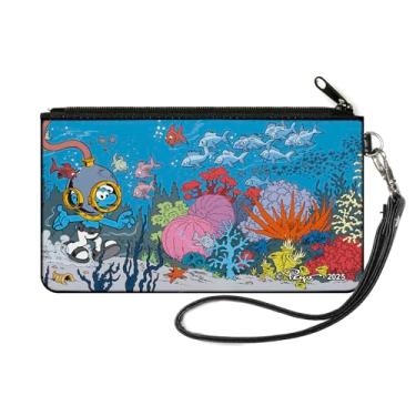 Imagem de Buckle-Down Carteira The Smurfs, Zip Clutch, The Smurfs Diving Think Blue Under the Sea Scene, lona, Multicor, LARGE, Casual