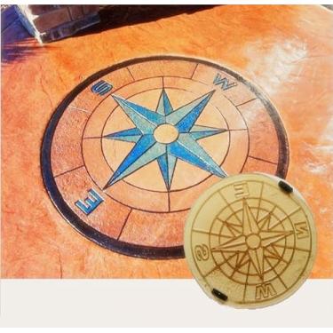 Imagem de Tapete de poliuretano "COMPASS MINI" | Carimbo durável e flexível com alças para impressão e texturização de concreto, cimento, gesso, gesso, piso, paredes | Estampagem, impressão na calçada, caminho