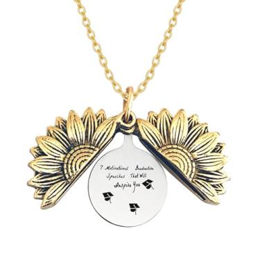 Imagem de LuvQaze Colar de formatura de girassol banhado a ouro 18 k para mulheres, presente de formatura para estudantes de graduação, Small, Cobre, Sem Pedra Preciosa