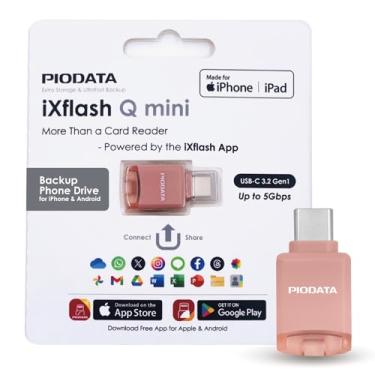 Imagem de Piodata Leitor de cartão de memória do telefone: unidade USB-C micro SD para iPhone e Android, backup automático de foto e vídeo, armazenamento flash portátil iXflash Q mini Apple MFi com aplicativo