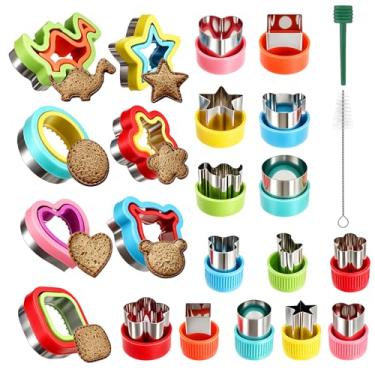 Imagem de Pacote com 7 cortadores de sanduíche, formas de sanduíche, cortadores de biscoito sanduíche, máquina de fazer pão, lancheira e caixa de bento, 14 peças de cortadores de biscoito