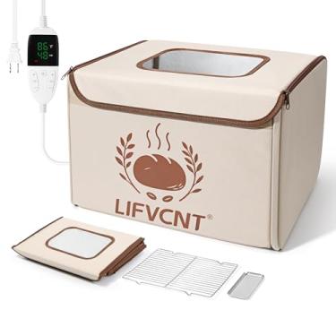 Imagem de LIFVCNT Provedor de pão, caixa dobrável à prova de massa com temperatura ajustável (20-55 °C), temporizador 0–99H, rack de metal e bandeja de água – ideal para iogurte, pizza, assar pão, aveia bege