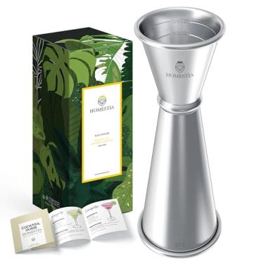 Imagem de Homestia Jigger de coquetel japonês premium - Jigger duplo de 56,7 g 28,3 g, jigger medidor, aço inoxidável 304 com medidas - Bar Jigger acessórios para ferramentas de barman - prata
