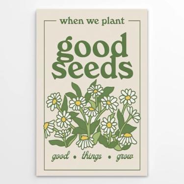 Imagem de Tela inspiradora arte de parede planta decoração motivacional para escritório crescimento mentalidade pôsteres sala de aula berçário saúde mental impressão terapia aconselhamento verde neutro arte