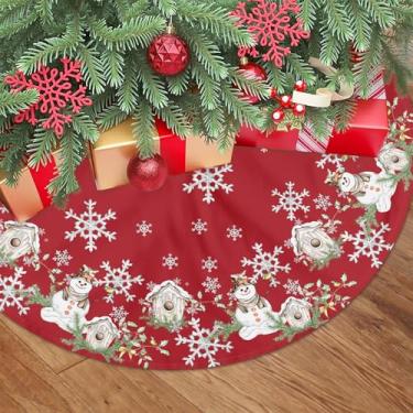 Imagem de Boneco de neve de inverno vermelho para árvore de Natal, 91 cm, saia branca de floco de neve, boneco de neve de inverno, tapete para árvore de Natal, casa de fazenda, festa, férias, ambientes internos