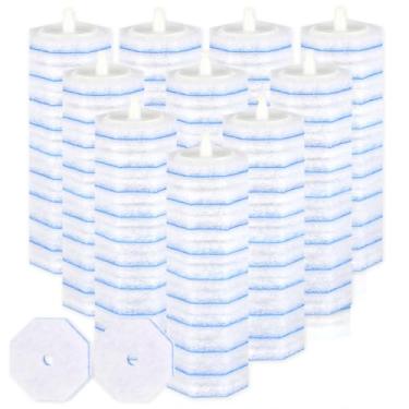 Imagem de 100 refis descartáveis para varinha de vaso sanitário, refil de esfregão de limpeza 5x, cabeças de substituição para limpeza de vaso sanitário, limpeza eficiente de 360°, sem queda, fragrância fresca.