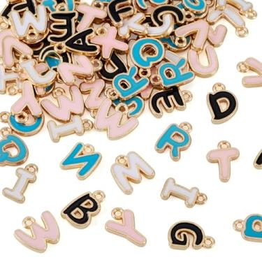 Imagem de Spritewelry Berloques de letras para fabricação de joias de liga esmaltada, pingentes de letra inicial dourada maiúscula A-Z, pingentes do alfabeto para colar, pulseira, brincos, chaveiros