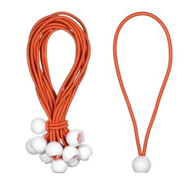 Imagem de PATIKIL Cordão elástico de 20 cm, 35 peças de cordas elásticas com esferas, lona de dossel, cordão elástico para acampamento ao ar livre, postes de barraca de abrigo de carga, laranja