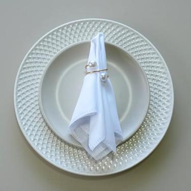 Imagem de Conjunto de 8 Anéis para Guardanapo em Metal com Pérolas, Duas Voltas, 4,5x4,5cm, para Mesa Posta, Decoração Elegante (Dourado)