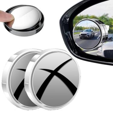 Imagem de Espelho de ponto cego, pacote com 2 peças de vidro redondo HD sem moldura, ventosa veicular convexa, retrovisores laterais convexos, acessórios de espelho de carro com ponto cego, grande angular