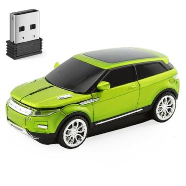 Imagem de Mouse sem fio fofo mouse de carro, verde, portátil, compacto, novidade, mouse divertido, divertido para laptop, PC, computador, tablet, MacBook, crianças, meninas, meninos, mulheres, homens, mãe, pai