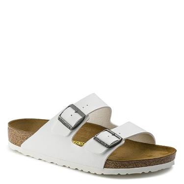 Imagem de Birkenstock Sandália feminina Arizona macia com palmilha, Branco/Branco, 9-9.5 Narrow