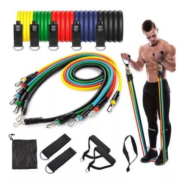 Imagem de Kit Elastico Extensor 11 Peças Treino Academia Exercícios Musculação Y