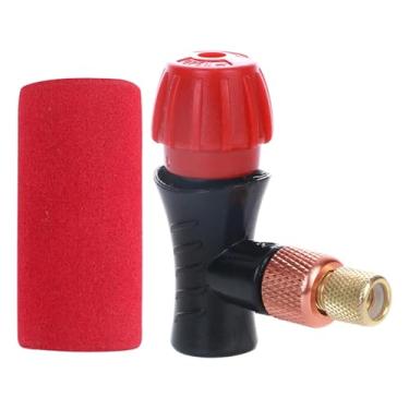 Imagem de harayaa Inflador de pneus de bicicleta a CO2 com design reforçado, acessório prático para reparos, componente para cilindro de CO2 de bicicleta, bico para, Capa de Esponja Vermelha