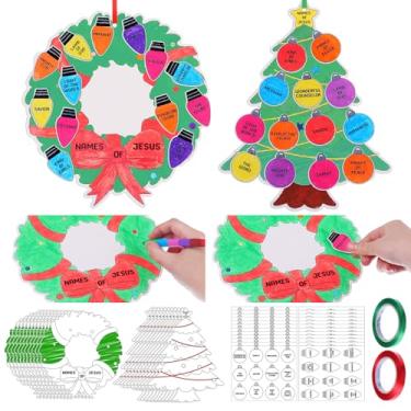 Imagem de Dispowreath Conjunto de 48 conjuntos de enfeites de papel religiosos de artesanato de Natal a granel DIY para crianças, atividades artísticas de escola dominical, cartões de colorir de presépio com
