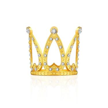 Imagem de 1 peça de topo de bolo coroa dourada pequena coroa de princesa para decoração de festa de casamento de aniversário