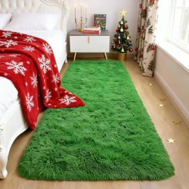 Imagem de AROGAN Tapetes macios de 6 x 1,8 m para quarto, tapete fofo de pelúcia, tapete felpudo que não cai para berçário, crianças, meninas, quarto, casa, corredores, decorativo, verde