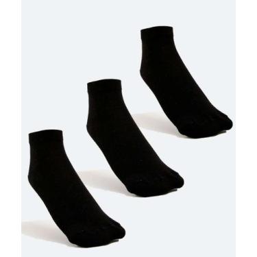 Imagem de Kit 3 Pares Meias Soquete Feminina Básicas Marisa-63344, 34/39, Preto