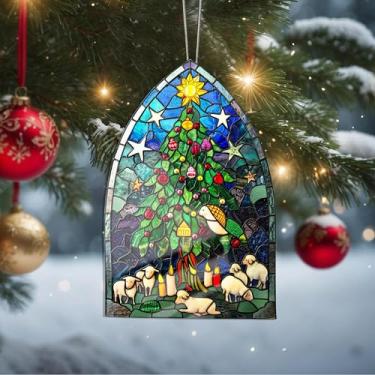 Imagem de Enfeites de Natal, árvore de cristal, enfeites de árvore de Natal feitos à mão, decoração de carro e casa - presentes de Natal, decoração de artesanato em acrílico, ideias de troca de presentes para