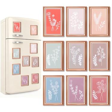 Imagem de Photect 9 peças de ímã de geladeira boêmio botânico de vidro para casa de fazenda, ímãs 3D, designs artísticos, decorações para porta de geladeira, escritório, quadro branco, armário, máquina de lavar