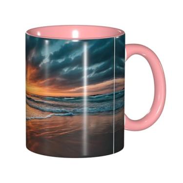 Imagem de Zeraoke Canecas de café criativas com estampa de ondas de praia, personalizadas, presente para família, tamanho de 325 ml, unissex