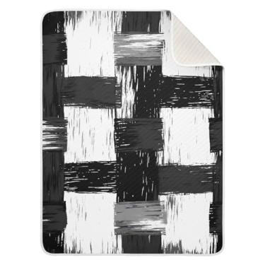 Imagem de WELLDAY Cobertor de bebê para meninos e meninas - Cobertores de bebê com textura de tecido preto e branco, cobertores macios e respiráveis para berçário 76 x 101 cm