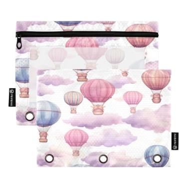 Imagem de Wassud Pastas de fichário com 3 furos, pastas de bolso, balões em aquarela, organizador de fichário, pasta de arquivos para escritório em casa, pacote com 2