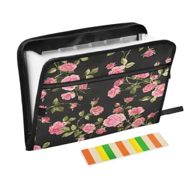 Imagem de CEBUGI Pasta expansível de 13 bolsos, impermeável, sanfonada, organizador de arquivos com etiquetas tamanho A4, organizador de documentos de papel para escola, material de escritório, rosa pequena