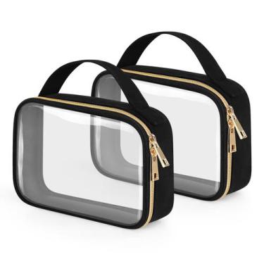 Imagem de Bolsa de higiene Wedama Clear, pacote com 2 alças para viagem, preta