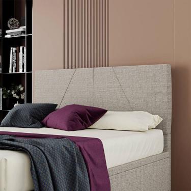 Imagem de Cabeceira Estofada Casal King Size 195 Cm Júpiter Linho Skybox Bege